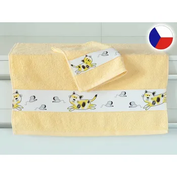 Dětský ručník NORA TISK 50x100 450g Kočičí hrátky žluté