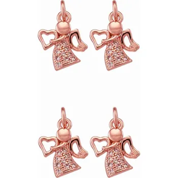 Dětské navlékací korálky Pro Háčkování Přívěsek anděl se zirkony 12 x 9,5 mm růžově zlatý