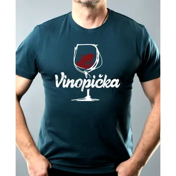 Vinopička - bílo červený potisk - Pánské tričko Basic - Nejoblíbenější - XS