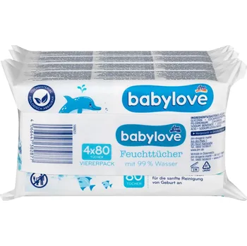 Hygienický ubrousek Vlhčené ubrousky Babylove 99% voda 4x80 ks