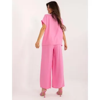 Dámský komplet se širokými kalhotami růžový
