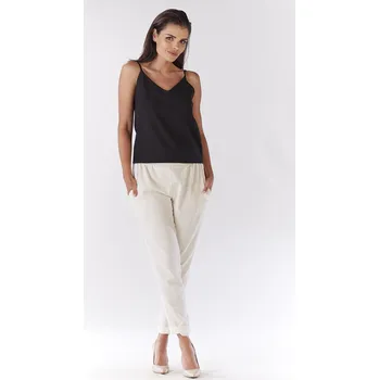 Dámské kalhoty Volný a pohodlné kalhoty A186 Barva: Smetanová, Velikost: XL