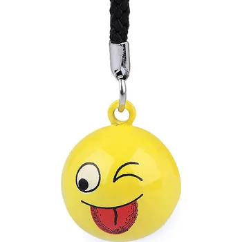 Náramek Přívěsek na klíče rolnička tučňák, panda, smajlík, myš, opice, malé, 7 žlutá smajlík