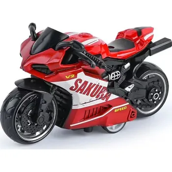 autíčko Silniční motorka na zpětný chod 9 cm Barva: Červená