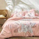 Blancheporte Povlečení Elyse, bavlna, s potiskem květin a palmových listů růžová pudrová jednolůžko 140x200 + 70x90 cm