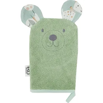 teploměr do vody pro miminko EKO Žínka bavlněná s oušky Bear Olive green 20x15 cm