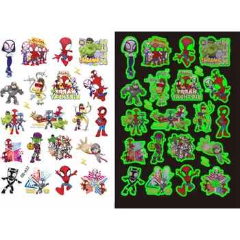 Odstranitelné tetování Dětské dočasné tetování - SVÍTÍCÍ VE TMĚ - SPIDER MAN - (Spidey and his amazing friends) 5 (Značka: TAKARA TOMY)