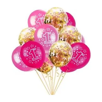 Balónek Balony 1st Birthday różowe 12szt