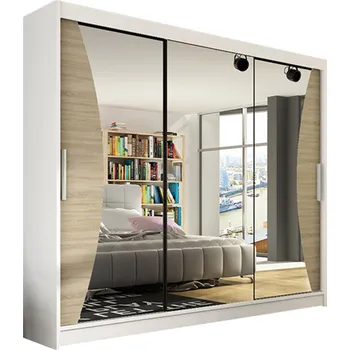 Šatní skříň Velká šatní skříň ASTON IV bílá/dub sonoma šířka 250 cm