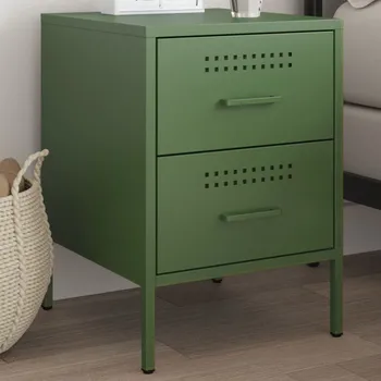 Noční stolek vidaXL Noční stolek olivově 36 x 39 x 50,5 cm ocel [842932] Barva: Zelená