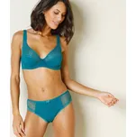 Blancheporte Sada 4 kalhotek midi Tropea, jednobarevné a s potiskem listů smaragdová+ nám.modrá 50/52