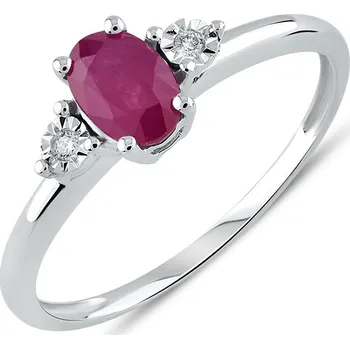 Prsten Lillian Vassago Prsten s rubínem a diamanty z bílého zlata LLV59-DR004WR Velikost prstenu: 54