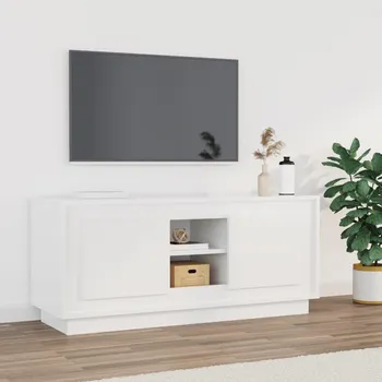 Obývací pokoj vidaXL TV skříňka bílá s vysokým leskem 102x35x45 cm kompozitní dřevo