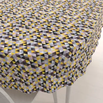 ubrus Bavlněný oválný ubrus Sandra SA-218 Žluto-hnědo-růžové trojúhelníčky 100x140 cm