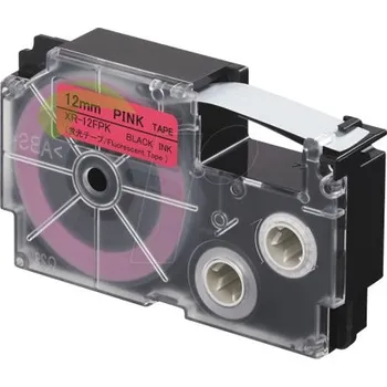 Pásek do tiskárny TONERSYP páska pro Casio XR-12FPK - 12mm × 8m signální, černý tisk / růžový podklad