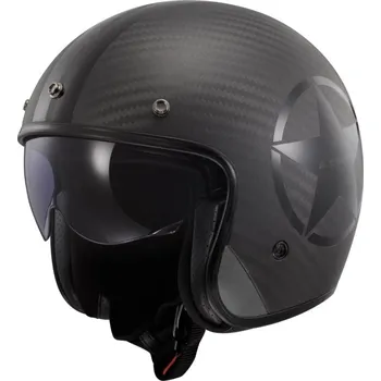 Helma na motorku LS2 LS2 OF601 BOB II-06 CARBON STAR klasická jet helma černá vel.S S