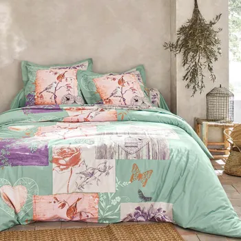 Povlečení Blancheporte Povlečení Agathe zn. Colombine, bavlna zelená jednolůžko 140x200 + 70x90 cm