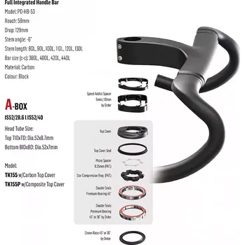 Řídítka silniční kombo set řidítka-představec TOKEN CRB 440mm/110mm