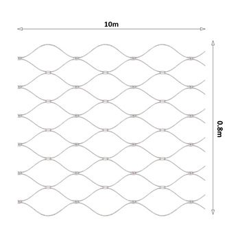 Pletivo KOVIAN, s.r.o. Nerezová lanková sieť, 0,8m x 10m (šxd), oko 50x50 mm, hrúbka lanka 2mm, AISI316, sieť nie je ukončená očkami na prevlečenie lanka
