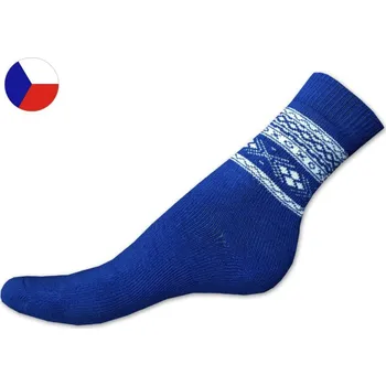 Dětské froté ponožky Norský vzor tmavě modrý 26/27