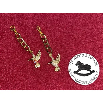 HandMade by VeJa Přívěšek s karabinkou - zlatý kolibřík
