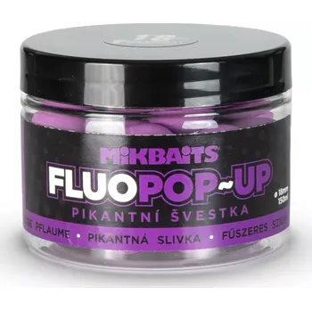 Boilies MIKBAITS Plovoucí fluo boilie 150ml - Pikantní švestka 18mm