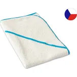 Dětská osuška s kapucí 75x75 smetanová/modrá 350g