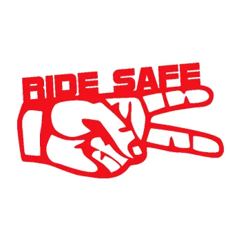 Polep vozidla SAMOLEPKA Ride Safe nápis pravá motorkář (10 - červená) NA AUTO, NÁLEPKA, FÓLIE, POLEP, TUNING, VLASTNÍ TEXT, TISK, AUTOSAMOLEPKY.cz, POLEPY, OBRÁZEK, LOGO, SAMOLEPKY