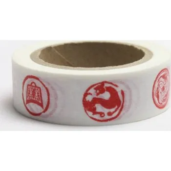 Dekorační lepicí páska - WASHI pásky-1ks čínské znaky červené v bílé