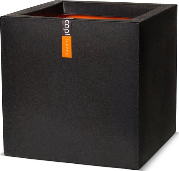 Capi Europe Květináč čtvercový Smooth NL, Capi, 40x40x40 cm, recyklovatelná PE směs, barva black