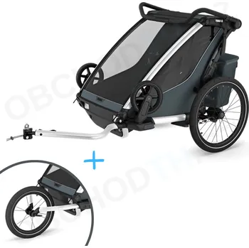 vozík za kolo Thule Chariot Cross 2 G3 Double Dark Slate + bike set + kočárkový set + běžecký set