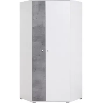 Šatní skříň Rohová šatní skříň Sigma 2, bílá mat/beton/dub