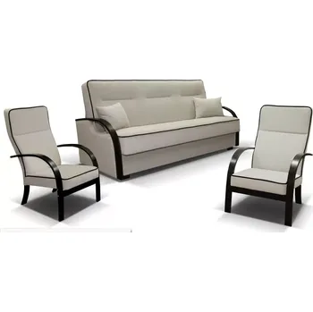 Sedací souprava sedací souprava Toronto 3+1+1, béžová/dřevo: černé (loca 03/23)