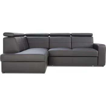 Sedací souprava Kožená rohová sedací souprava LUCIO II, levá, černá (červená nit)