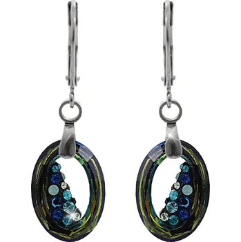 Módní doplněk JSB bijoux s.r.o. Ocelové náušnice klapky šikmo osázený malý ovál Swarovski Bermuda Blue