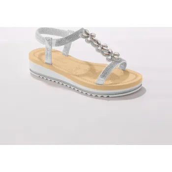 Dámské sandále Sandály se štrasem na klínku šedá 39