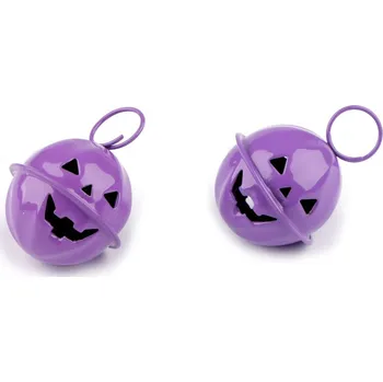 Rolnička dýně halloween Ø24 mm - fialková kroužek (2 ks)