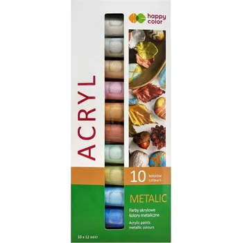Vodová barva happy color Akrylové barvy sada - metalická (10x12ml)