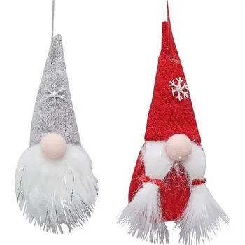 Vánoční dekorace Skřítek na zavěšení s vločkou 12 cm ŠEDÁ