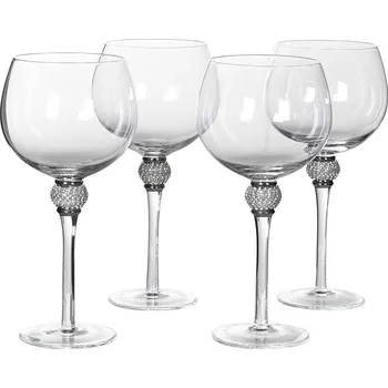 Luxusní skleněné poháry Caroline stříbrná sada 4 skleniček