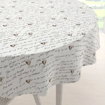 ubrus Bavlněný kulatý ubrus Sandra SA-028 Vyznání lásky Ø 100 cm