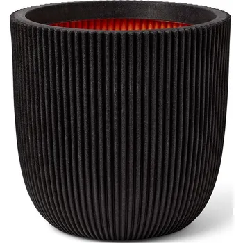 Květináč Capi Europe Květináč kulatý Groove NL, Capi, průměr 43 cm, výška 41 cm, recyklovatelná PE směs, barva black