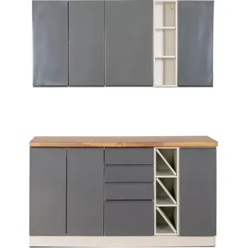 Kuchyňská linka Kuchyňská linka Aspen šedá - 150 cm, šedá lesk / bílá mat