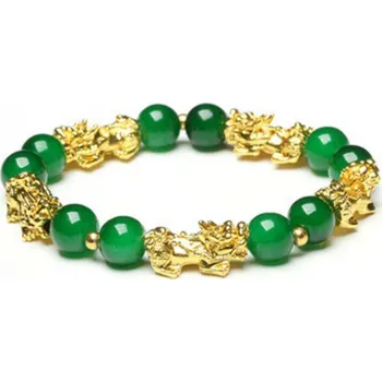 Feng Shui náramek s ochráncem Pi Yao (Pi Xiu) - zelený Jadeit