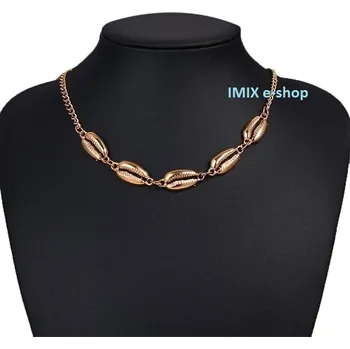 Náhrdelník Náhrdelník z kovových mušlí Zlatá