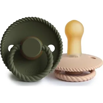 dudlíky FRIGG Rope Size 2:6-18 months dudlík Croissant/Olive 2 ks