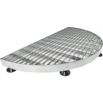 Rohožka Ocelová venkovní čisticí pozinkovaná nastavitelná vstupní půlkruhová rohož FLOMA - délka 40 cm, šířka 80 cm, výška 4 cm