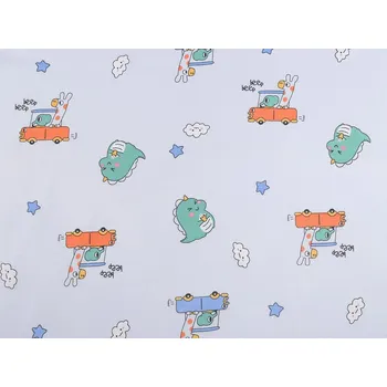 Úplet bavlněný zvířátka METRÁŽ - modrá ledová