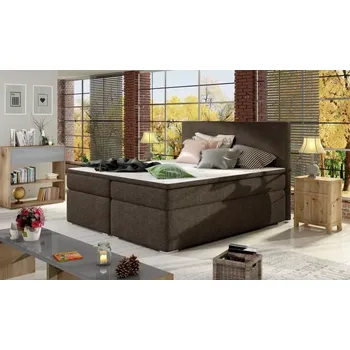 Postel Postel Boxspring Divalia 200x180, hnědá (látka - bd 04)