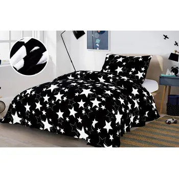 Povlečení 2dílné mikroplyšové povlečení WARM hvězda černá